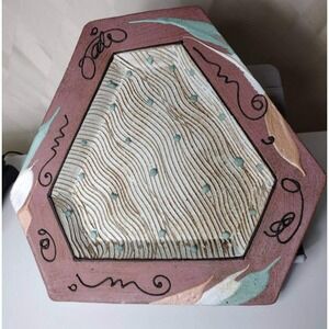 Unique Vintage Cunningham Pottery Plate with Abstract Design in Relief‎